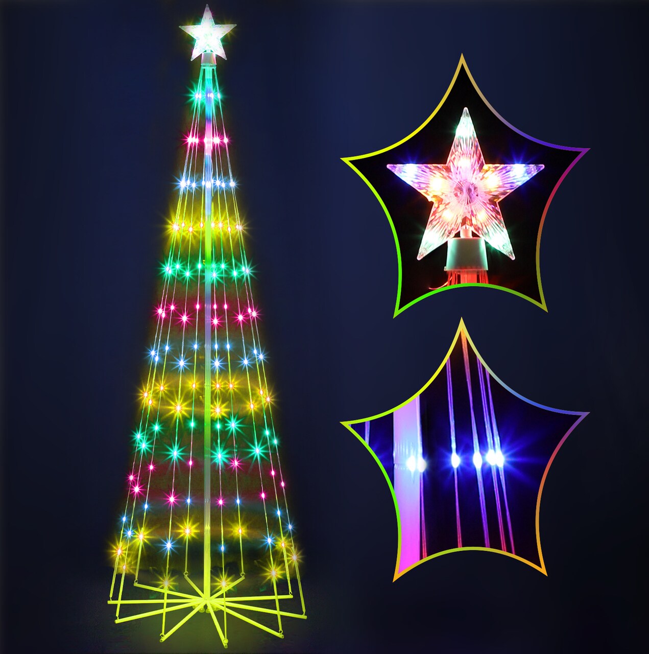 6FT Multicolor LED Animated Outdoor Christmas Tree Lightshow Decorations